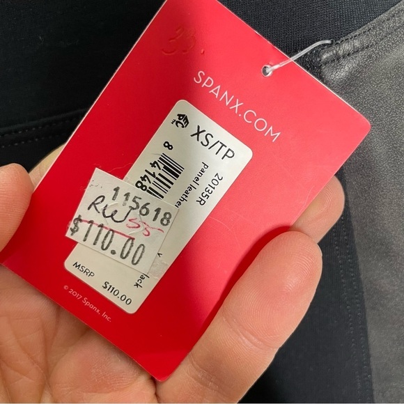 Spanx Faux Leather Panel Ponte Leggings Womens XS NWT - Picture 7 of 10